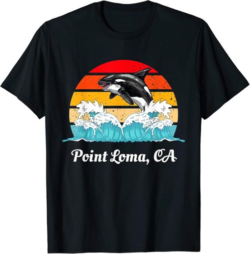 Vintage Point Loma CA Distressed Orca Killer Whale Art T-Shirt