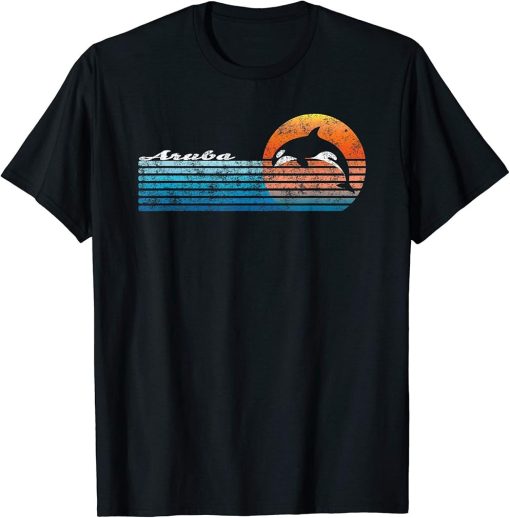 Vintage Aruba, Retro 80s Orca Sunset T-Shirt